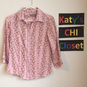 i.e. relaxed 3/4 length sleeve button down pink M